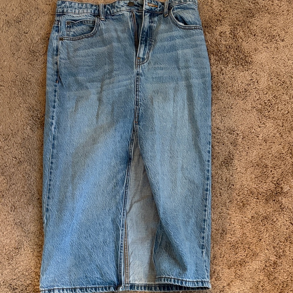 Free People Light Blue Denim Skirt